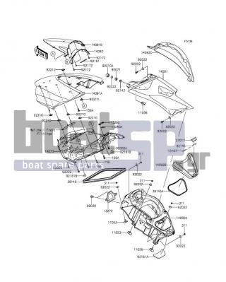 KAWASAKI - JET SKIΒ® ULTRAΒ® 310R 2016 - Frame - Hull Middle Fittings - 14073-3837 - DUCT,HATCH,INNER