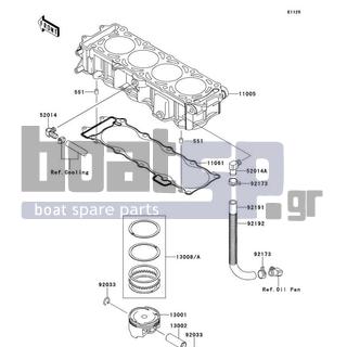 KAWASAKI - STX-15F 2012 - Engine/Transmission - Cylinder/Piston(s) - 52014-3711 - ELBOW