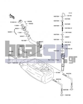 KAWASAKI - STX-15F 2012 - Body Parts - Fuel Tank(ABF-AEF) - 92192-3840 - TUBE,5.8X10.8X100