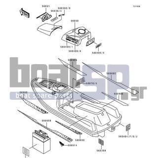 KAWASAKI - TS 1994 - Frame - Labels(JF650-B6/B7) - 56030-3757 - LABEL,FIRE EXTINGUISHER(FRENCH