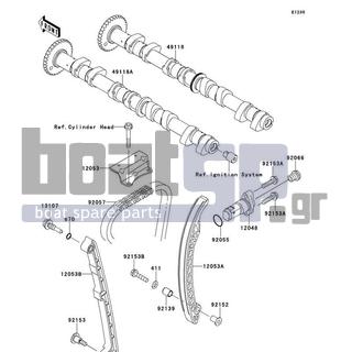 KAWASAKI - ULTRA 300LX 2012 - Engine/Transmission - Camshaft(s)/Tensioner - 13107-0157 - SHAFT,CHAIN GUIDE