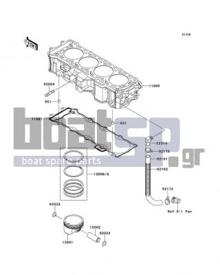 KAWASAKI - ULTRA 300LX 2012 - Engine/Transmission - Cylinder/Piston(s) - 551R0812 - PIN-DOWEL