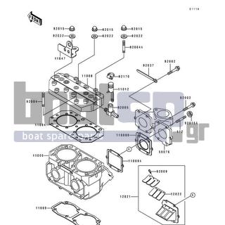 KAWASAKI - 550 SX 1993 - Engine/Transmission - Cylinder Head/Cylinder