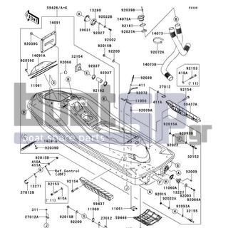 KAWASAKI - ULTRA 300LX 2012 - Frame - Hull - 14073-3836 - DUCT,L=1000