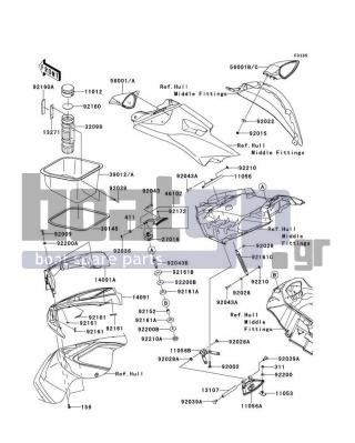 KAWASAKI - ULTRA 300LX 2012 - Frame - Hull Front Fittings