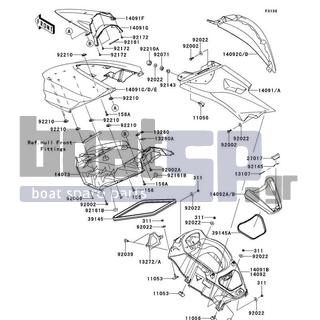 KAWASAKI - ULTRA 300LX 2012 - Frame - Hull Middle Fittings