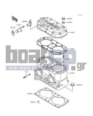 KAWASAKI - 650 SX 1993 - Engine/Transmission - Cylinder Head/Cylinder