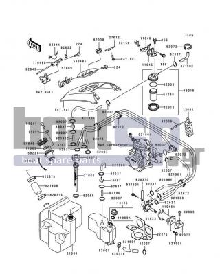 KAWASAKI - 650 SX 1993 - Body Parts - Fuel Tank - 51049-3711-TA - CAP-TANK,M.M.BLUE