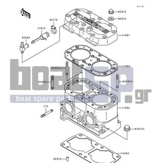 KAWASAKI - 750 SX 1993 - Engine/Transmission - Cylinder Head/Cylinder