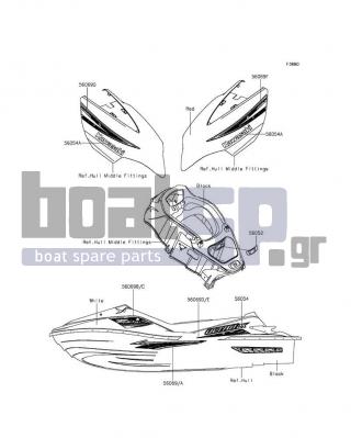 KAWASAKI - ULTRA LX 2012 - Body Parts - Decals(White)(KCF) - 56054-0853 - MARK,DECK,ULTRA LX