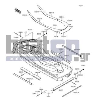 KAWASAKI - ULTRA LX 2012 - Body Parts - Pads - 53004-3936 - MAT,FLOOR,RR