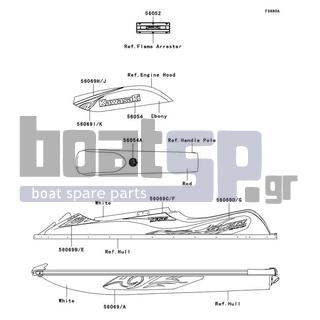 KAWASAKI - 800 SX-R 2011 - Body Parts - Decals(White)(US) - 56069-3846 - PATTERN,HULL,RH