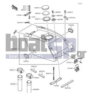 KAWASAKI - 650 SX 1992 - Engine/Transmission - Engine Hood - 92075-3744 - DAMPER,DUCT,RR,LH