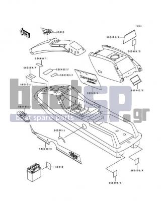 KAWASAKI - 650 SX 1992 - Frame - Label - 56049-1779 - PATTERN,DECK,LH,FR