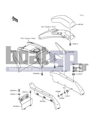 KAWASAKI - 650 SX 1992 - Body Parts - Pad - 39156-3729 - PAD,ENGINE HOOD,RH