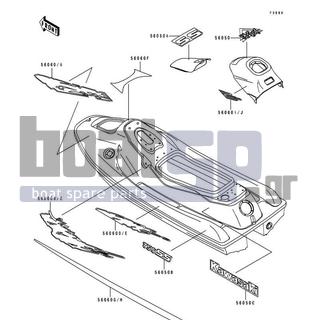 KAWASAKI - 750 SS 1992 - Body Parts - Decals(JH750-A1) - 56060-1208 - PATTERN,HANDLE COVER,RH