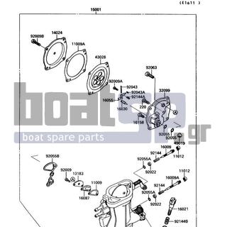 KAWASAKI - JET MATE 1992 - Engine/Transmission - Carburetor - 11009-3730 - GASKET,DIAPHRAGM