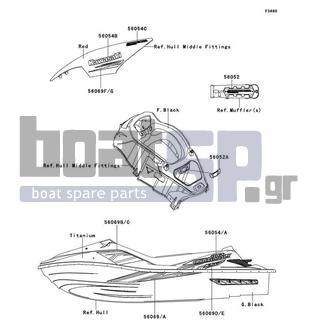 KAWASAKI - ULTRA 300LX 2011 - Body Parts - Decals(Titanium)(JBF) - 56054-3756 - MARK,HATCH COVER,SUPERCHARGED