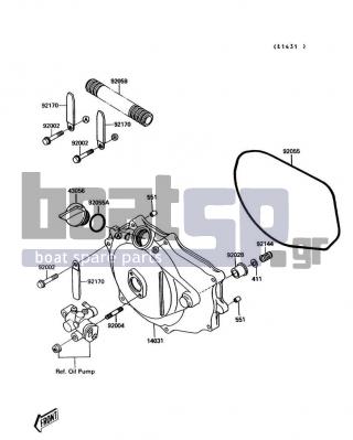 KAWASAKI - JET MATE 1992 - Engine/Transmission - Engine Cover - 43056-502 - BREATHER-BRAKE