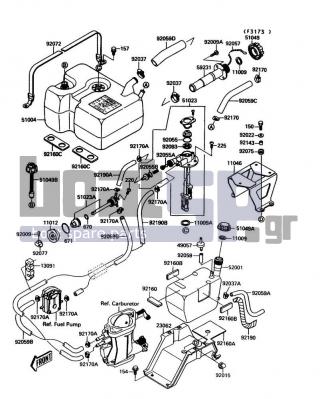 KAWASAKI - JET MATE 1992 - Body Parts - Fuel Tank - 92057-3704 - CHAIN,COVER,L=100