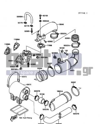 KAWASAKI - JET MATE 1992 - Εξατμίσεις - Muffler - 92037-509 - CLAMP