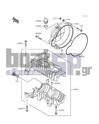 KAWASAKI - JS440 1992 - Engine/Transmission - Crankcase - 14031-3708 - COVER-GENERATOR