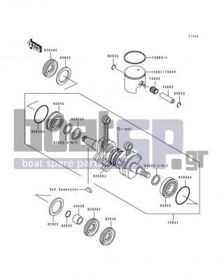 KAWASAKI - JS440 1992 - Engine/Transmission - Crankshaft/Piston - 92055-3009 - RING-O,22MM