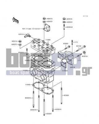 KAWASAKI - JS440 1992 - Engine/Transmission - Cylinder Head/Cylinder - 11008-3702 - HEAD-COMP-CYLINDER