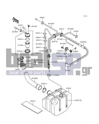 KAWASAKI - JS440 1992 - Body Parts - Fuel Tank - 92190-3812 - TUBE,5.8X10.8X680