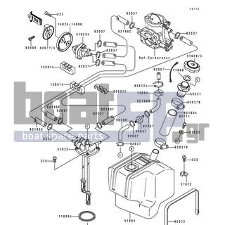 KAWASAKI - SC 1992 - Body Parts - Fuel Tank - 92190-3876 - TUBE,5.8X10.8X310