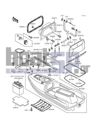 KAWASAKI - TS 1992 - Frame - Hull - 27016-3715 - LOCK-ASSY,STORAGE COVER