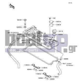 KAWASAKI - ULTRA LX 2011 - Engine/Transmission - Cylinder Head Cover - 11061-0105 - GASKET,SPARK PLUG HOLE