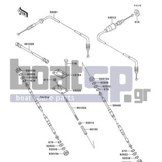 KAWASAKI - X2 1992 - Frame - Cables - 59406-3711 - CABLE-STRG,UP&DOWN