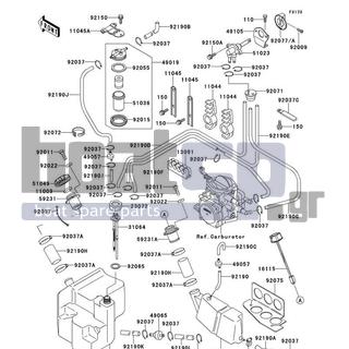 KAWASAKI - X2 1992 - Body Parts - Fuel Tank - 92075-3728 - DAMPER