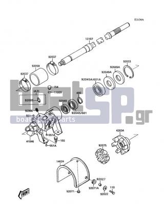 KAWASAKI - 300 SX 1991 - Engine/Transmission - Drive Shaft(JS300-A2/A3/A4/A5) - 41046-3706 - HOUSING-BEARING