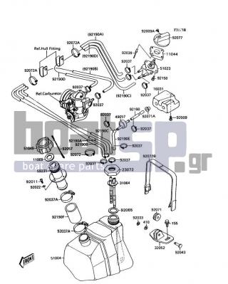 KAWASAKI - 300 SX 1991 - Body Parts - Fuel Tank(JS300-A5) - 92072-3708 - BAND,L=456