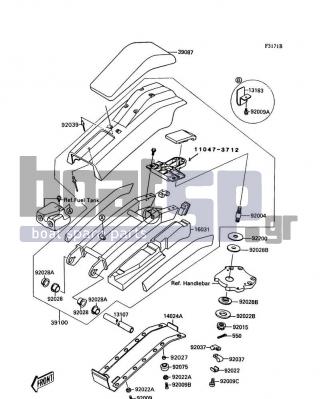 KAWASAKI - 300 SX 1991 - Body Parts - Handle Pole(JS300-A5) - 92009-3725 - SCREW,6X21