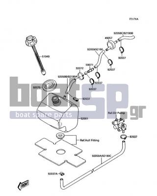 KAWASAKI - 300 SX 1991 - Εξωτερικά Μέρη - Oil Tank(JS300-A3/A4/A5) - 92190-3761 - TUBE,5.8X10.8X250