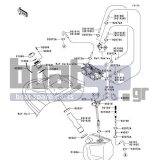 KAWASAKI - 800 SX-R 2010 - Body Parts - Fuel Tank - 92192-3834 - TUBE,5.8X10.8X500