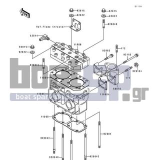 KAWASAKI - JS440 1991 - Engine/Transmission - Cylinder Head/Cylinder