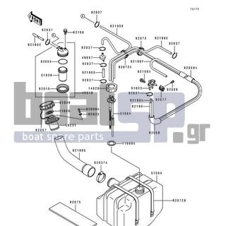 KAWASAKI - JS440 1991 - Body Parts - Fuel Tank - 23072-501 - RETAINER