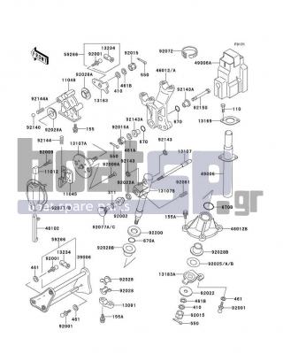 KAWASAKI - X2 1991 - Body Parts - Handle Pole - 11045-3753 - BRACKET,TILT KNOB