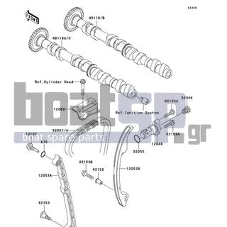 KAWASAKI - STX-15F 2010 - Engine/Transmission - Camshaft(s)/Tensioner - 12053-3705 - GUIDE-CHAIN,IN SIDE