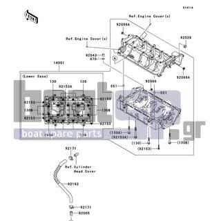 KAWASAKI - STX-15F 2010 - Engine/Transmission - Crankcase(A9F/AAF) - 130CD0855 - BOLT-FLANGED,8X55