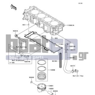 KAWASAKI - STX-15F 2010 - Engine/Transmission - Cylinder/Piston(s) - 11061-3708 - GASKET,CYLINDER BASE