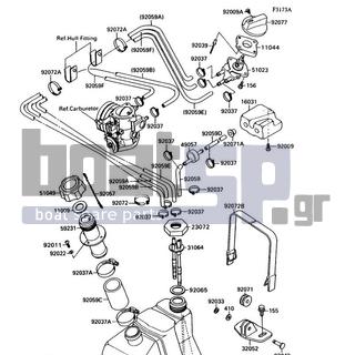 KAWASAKI - 300 SX 1990 - Body Parts - Fuel Tank(JS300-A3/A4) - 155R0820 - BOLT-WSP-SMALL,8X20