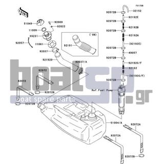 KAWASAKI - STX-15F 2010 - Body Parts - Fuel Tank(A8F-AAF) - 92057-3704 - CHAIN,COVER,L=100