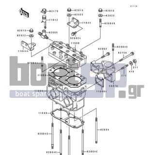 KAWASAKI - 550 SX 1990 - Engine/Transmission - Cylinder Head/Cylinder