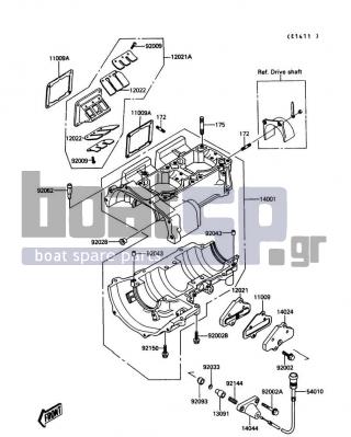 KAWASAKI - 650 SX 1990 - Engine/Transmission - Crankcase - 92033-3708 - RING-SNAP