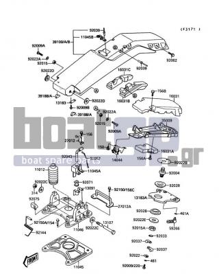 KAWASAKI - 650 SX 1990 - Body Parts - Handle Pole - 11045-3728 - BRACKET,POLE STOPPER